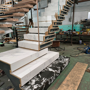 Escalera Moderna Interior en Forma de U de Madera Maciza y Vidrio Templado Preconstruida, Duradera, con Diseño Elegante y Bajo Costo - Product Image 6