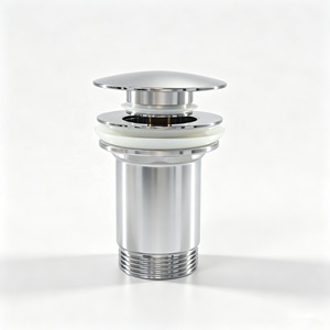 Solid Brass <strong>Sink</strong> <strong>Plug</strong> <strong>Replacement</strong>, 5-Year Warranty Slotted Basin Waste with Overflow, Pop-up Drain - Product Image 1