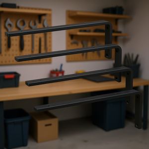 Support d'étagère en acier 16x6 pouces noir mat 10 mm d'épaisseur pour montage mural 4 étagères flottantes D0100H539RT - Product Image 2