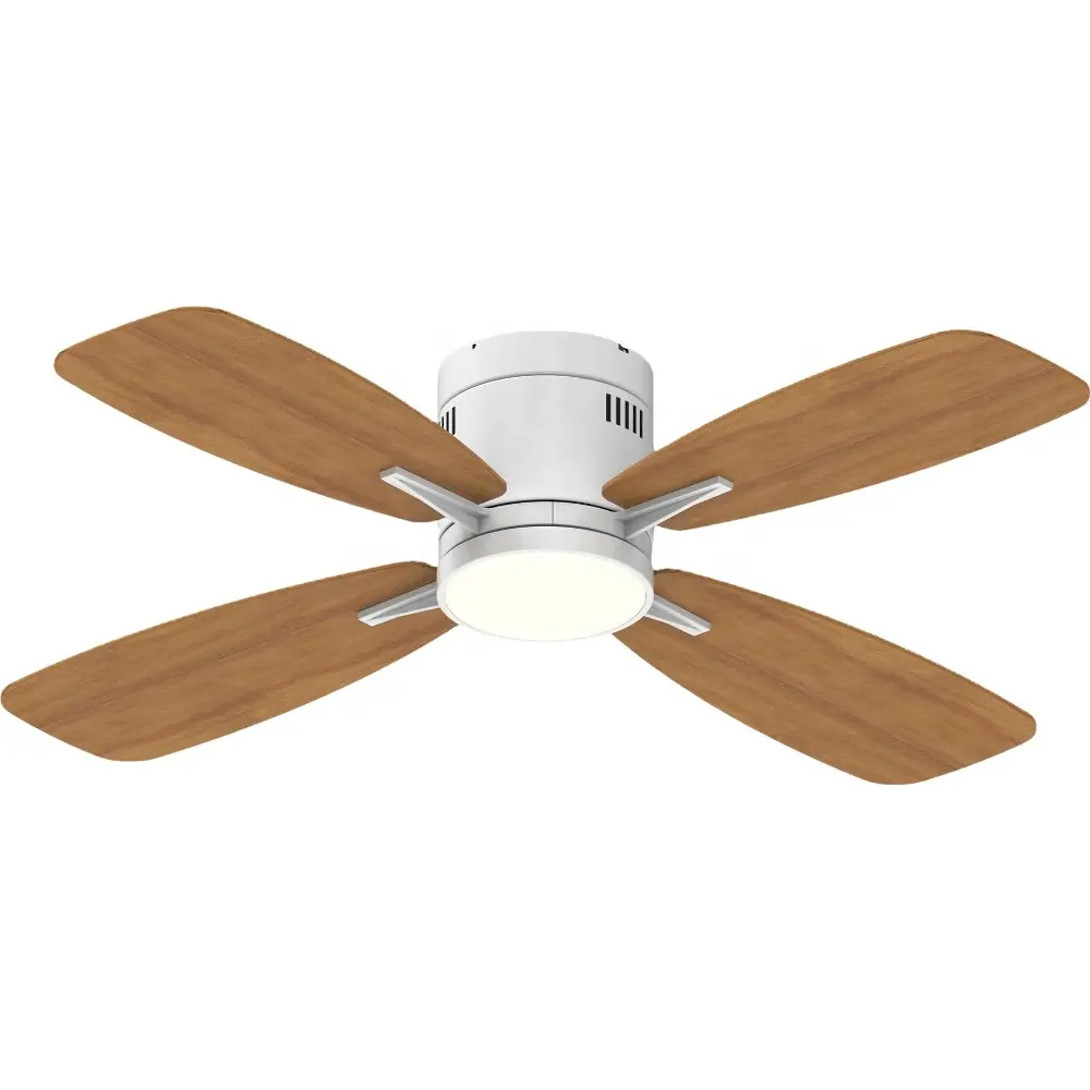 Low Floor Ceilling Fans Only 42 Inch Remote Control Cooling Fans Lamp Design Ceiling Fan With Light White Wood Black Color