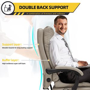 Silla de oficina ergonómica con respaldo alto, cómoda, giratoria, de cuero Boss, reclinable, nueva silla ejecutiva de cuero con reposapiés - Product Image 6