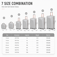 Valise trolley rigide en ABS, 4 roues, serrure à clé, doublure en polyester moderne, légère