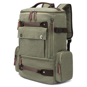 Mochila de lona vintage caqui de ocio barata uso múltiple Mochila deportiva grande de viaje mochila escolar - Product Image 3
