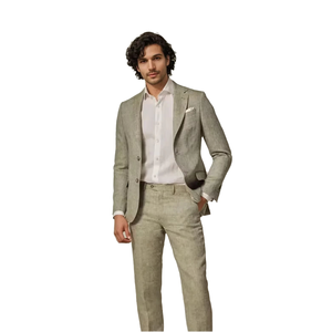 Ensemble 2 pièces de <span class=keywords><strong>costume</strong></span> en lin <span class=keywords><strong>vert</strong></span> <span class=keywords><strong>sauge</strong></span> grande taille pour <span class=keywords><strong>homme</strong></span>, respirant, idéal pour <span class=keywords><strong>mariage</strong></span> estival ou tenue décontractée, coupe ajustée, simple boutonnage - Product Image 1