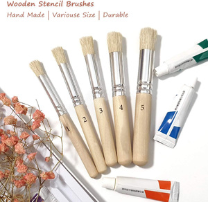 Bview Art Lot de 5 pinceaux à manche en bois à poils naturels <span class=keywords><strong>pour</strong></span> la peinture de maison, - Product Image 3