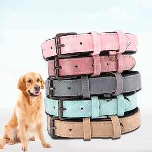 Schlussverkauf klassisches weich gepolstertes Leder-Hundehalsband und -leine mit verstellbarem langlebigem Metall