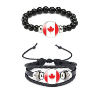 Bracelet en cuir personnalisé avec drapeau national, bijou tressé à la main pour activités de plein air et décoration