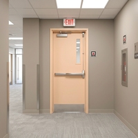 Porte coupe-feu simple battante en acier avec petit puits de vision pour couloirs d'escaliers et de bâtiments publics
