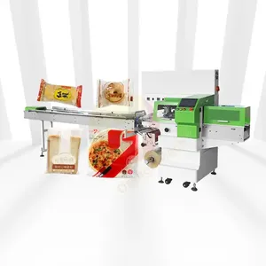 automatic horizontal flow wrapper machine flow wrap wrapping packing machine for bakery candy pillow bag packing machine