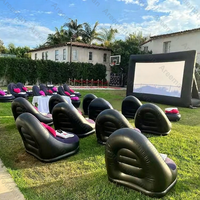 Ensemble de projection de films gonflable pour soirée cinéma en plein air, écran de cinéma gonflable avec chaises longues, repose-pieds, canapé-lit