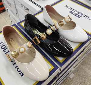 Chaussures ballerines classiques pour femmes, talon quotidien, cuir verni, pierre, sandales à talon court, 1 cm, 36-40, fabriqué en Turquie - Product Image 1