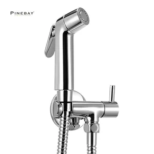 PINEBAY Vente à Chaud Ensemble de salle de bains ABS Chrome Shattaf Kit de pulvérisation de bidet de toilette mural Ensemble de pulvérisateur de bidet autonettoyant à main