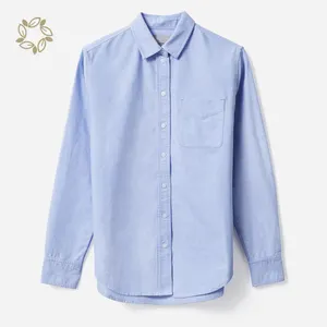 Blusa sustentável algodão orgânico camisas das mulheres manga comprida blusas para as mulheres blusas mulheres botão camisa