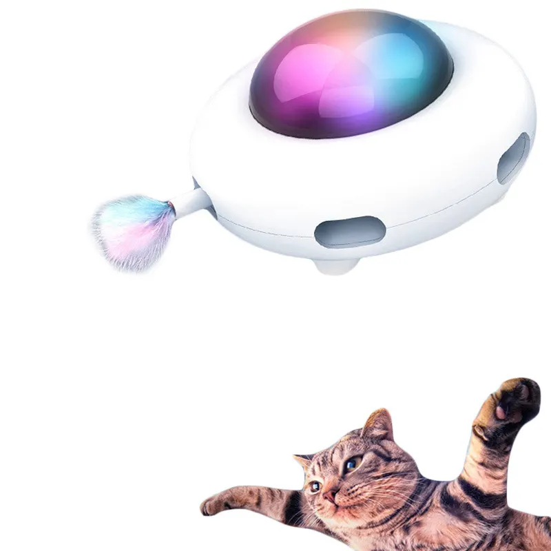 Moda Atacado Popular Exercício Jogando Gato Automático Interativo Elétrico Inteligente Pet Brinquedos Com Pena