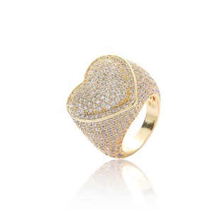 Anillo de Corazón con Incrustaciones de Moissanita GRA VVS Personalizado al por Mayor, Plata de Ley 925 Chapada en Oro, Joyería Hip Hop Brillante para Mayoristas - Product Image 2