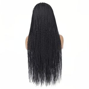Scatola intrecciata parrucche per donne nere Micro trecce 28 pollici <span class=keywords><strong>lunghe</strong></span> parrucche con parrucche singole torsione sintetiche con piccole trecce - Product Image 3