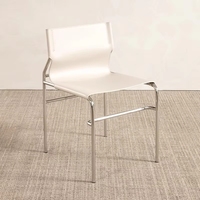 Chaise de salle à manger antique VL en acier inoxydable, dossier en cuir simple et moderne, pour négociation