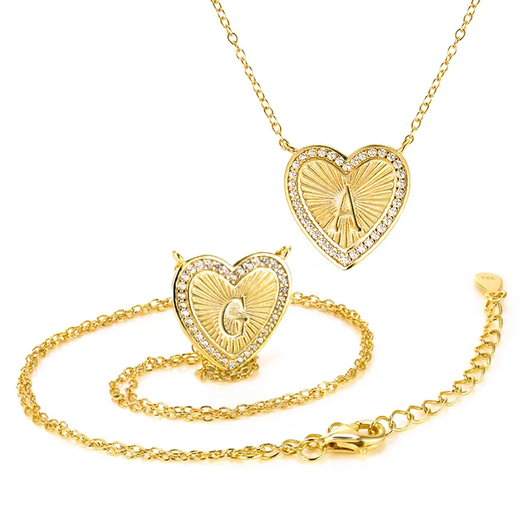 26 English heart-shaped letter necklace female European and American fashion clavicle chain zircon necklace pendant plata 925