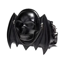 Personnalisé Nouveau Halloween Crâne Conception Femmes Noir PU En Cuir Sac À Bandoulière Punk Gothique Sac Portable Mode Foncé Style Sac À Bandoulière