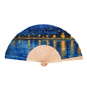 Bsbh Giá Rẻ Giá 23Cm Tùy Chỉnh Đám Cưới Gỗ Tre Tây Ban Nha Tay Fan In Ấn Logo Cho Mùa Hè Đảng Nghệ Thuật Dân Gian Nhảy Gấp Người Hâm Mộ - Product Image 1