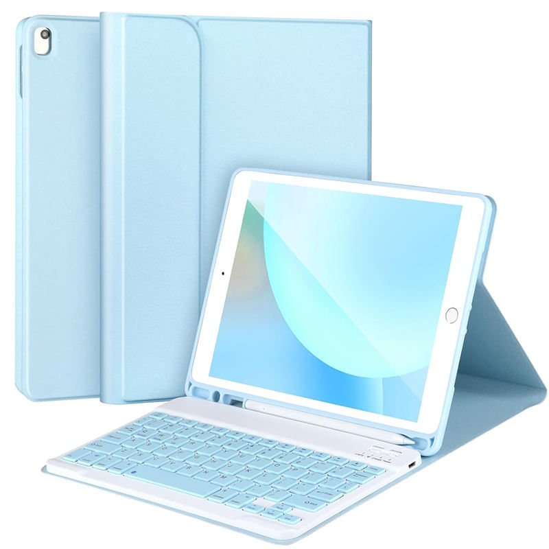 Carcasa azul hielo + teclado azul blanco