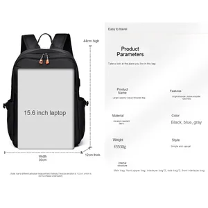 Large Capacity Multifunctional Student Business <b>Backpack</b> Customizable Logo Oxford Material Polyester Simple Design for Men - Product Image 4