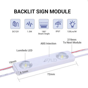 Module LED étanche IP67 2 LED DC12V haute luminosité 2835 pour enseignes et caissons lumineux - Product Image 4