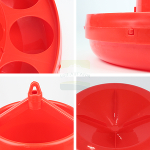 Mangeoire à poulet rouge grande capacité avec barre de séparation anti-gaspillage, équipement d'alimentation pour élevage avicole - Product Image 6