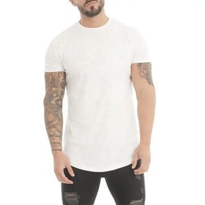 Bán Sỉ Áo Phông Trống Chấ<span class=keywords><strong>t</strong></span> Lượng Cao Nhãn Dưới <span class=keywords><strong>T</strong></span>ùy Chỉnh Áo Thun Nam Viền Cong Đường Dài Hip Hop - Product Image 6