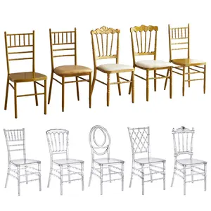 Toptan açık metal istiflenebilir tiffany chiavari düğün yemek parti ziyafet sandalye plastik düğün sandalyeleri olaylar için
