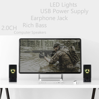 Altavoces Estéreo RGB de Madera Duales 2.0CH, Alimentados por USB, Tamaño Compacto, Potentes, para Computadora de Escritorio, Portátil y Juegos