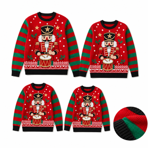 <span class=keywords><strong>Su</strong></span>éter Navideño Familiar a Juego con Patrón de Soldado Cascanueces y Tambor, Conjunto de Punto para Él, Ella y Niños para Fiestas Navideñas - Product Image 4