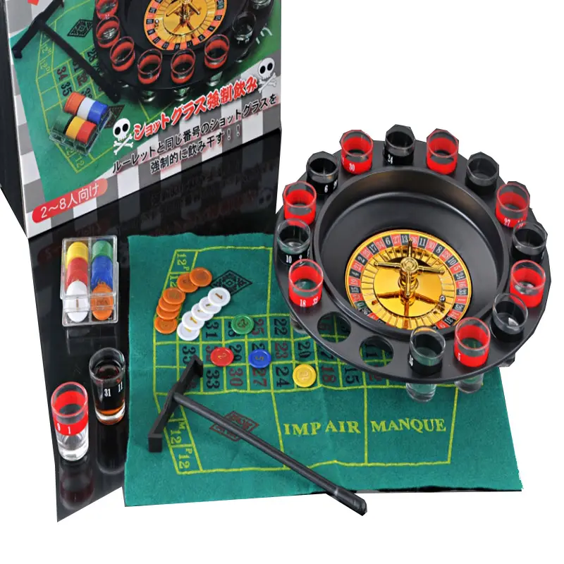 3 In 1 Drinking Routtle Wheel Gambling Game Set With Chips For Adult Party Bar