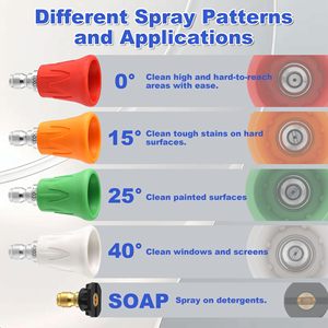 Raccord en acier inoxydable pour laveuse à haute pression Embouts de buse Hydro Jet QC 1/4 ''0,15,25,40, degré de savon avec <span class=keywords><strong>trompette</strong></span> de protection - Product Image 5