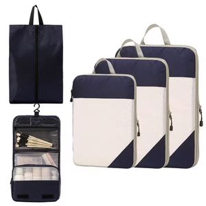 5-Piece Compression Foldable Travel <b>Bags</b>-Polyester Durable Large Capacity Portable Zipper Closure with Custom Logo Option - Product Image 5