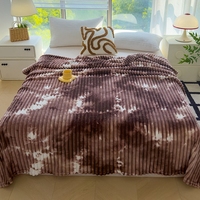 FF6259 Couverture polaire pour canapé-lit, motif tie-dye rayé, texture tie-dye dégradée douce, couverture en peluche rayée de luxe