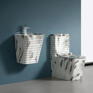 Nouveau Washdown <span class=keywords><strong>Wc</strong></span> céramique une pièce carré toilette et mur suspendu évier couleur blanche articles sanitaires salle de bain eau placard toilette ensemble - Product Image 4
