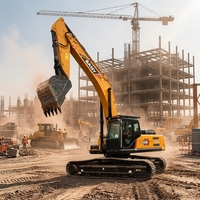 Excavatrice sur chenilles d'occasion SANY SY365H, 34 tonnes, pelleuse lourde reconditionnée, engin de construction, travaux de terrassement, pompe Isuzu PLC