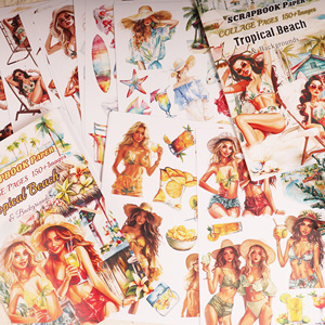 JAI IMAN 18 fogli (150 + immagini) album di ritagli di decorazioni fai da te sulla spiaggia tropicale per artigianato artistico, forniture per Scrapbooking - Product Image 3