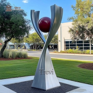 Personalizzato moderno e semplice arte astratta statua in acciaio inox linea e palla sculture per il giardino - Product Image 6