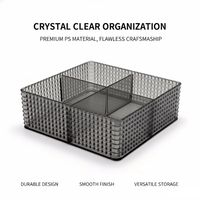Kotak Penyimpanan Kristal Persegi Bahan PS Multilattice Kotak Organizer Perhiasan Anting Cincin Kosmetik untuk Meja