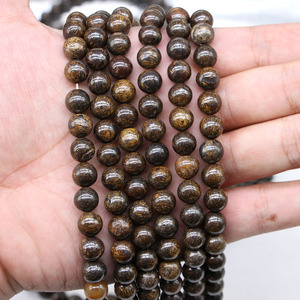 Cuentas de piedra natural redondas de bronce sueltas para hacer pulseras 8mm ST0101 - Product Image 3