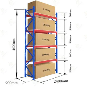 뜨거운 판매 헤비 듀티 창고 랙 3 층 하중 베어링 2500KGS 스토리지 랙 산업용 팔레트 선반