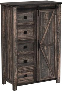 Cómoda Rústica Estilo Granja WenFeng OEM/ODM - 54 Pulgadas <span class=keywords><strong>de</strong></span> Ancho, 7 Cajones, Textura <span class=keywords><strong>de</strong></span> <span class=keywords><strong>Madera</strong></span> Natural, Mueble <span class=keywords><strong>de</strong></span> Almacenamiento Antiguo para Dormitorio o Pasillo - Product Image 5
