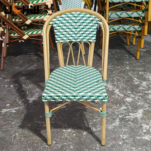 Ensemble de <span class=keywords><strong>table</strong></span> et chaises de <span class=keywords><strong>bistrot</strong></span> en rotin tressé empilables et personnalisables, style français, pour restaurant, extérieur, café, fête, jardin - Product Image 2