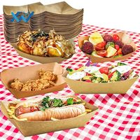 Bandejas desechables de Papel kraft para comida, caja para comida con cono de patatas fritas