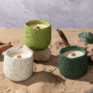 Tazas de cemento de estilo nórdico, artículos decorativos para salas de estar y dormitorios, velas aromáticas hechas a mano con cera de soja vegetal. - Product Image 1