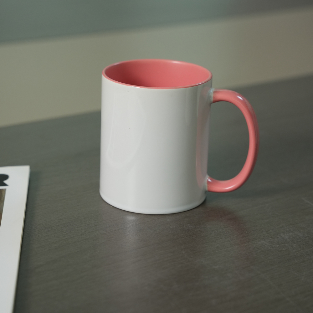 11oz Ceramic Coffee Mug For Sublimation Custom Designs Double Color Cross-Border Heat Transfer Inner Color Promotional Drinkware