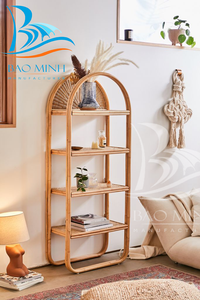 Vintage Bamboo <b>Bookshelf</b> Rattan Home Funiture, Antique Rattan <b>Bookcases</b> - Product Image 2