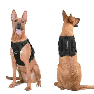 Wholesale High Quality Nylon Tactical No Pull Dog Training Harness Reflective Breathable Pocket Dog Harness For Large Dog
